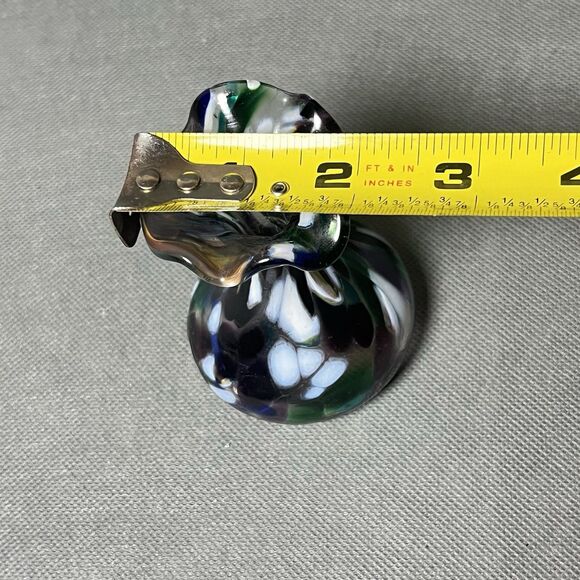 Vintage Confetti Vase Blown Glass Art Glass Mini Bud Vase Ruffle Vase-Handblown - Picture 9 of 9